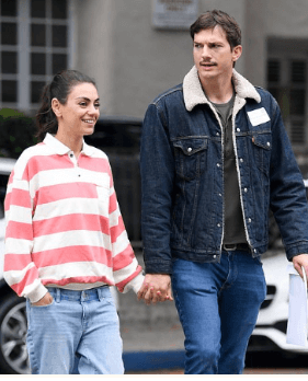 With Husband In Casual Attire